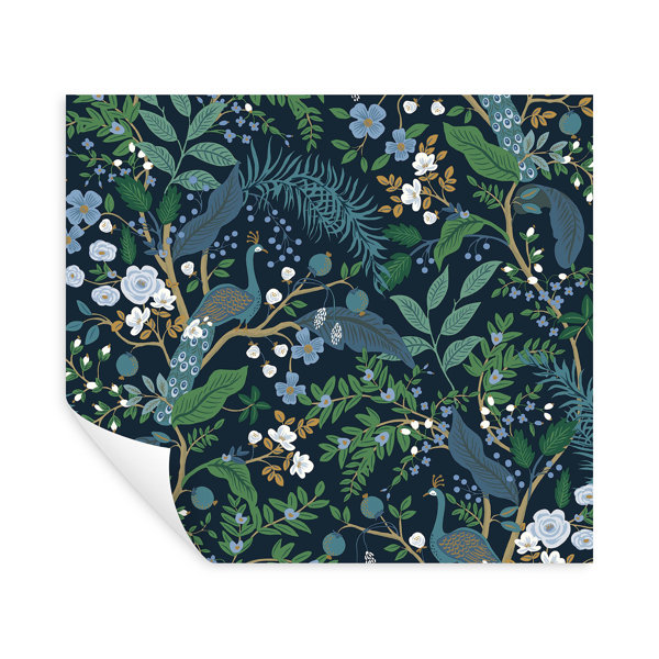 Rifle Paper Co. Peacock Garden Navy Peel and Stick Wallpaper & Reviews